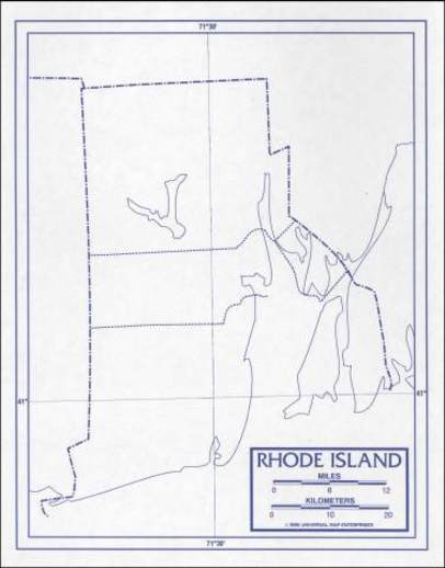Rhode Island Map Laminated single (8+" x 11")