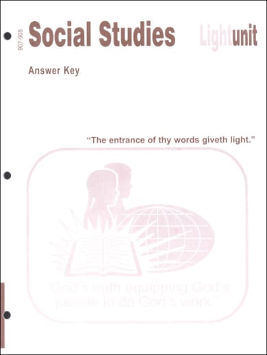 Social Studies 907-908 LightUnit Answer Key