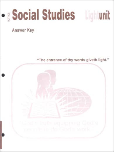 Christian Light Social Studies 907-908 LightUnit Answer Key