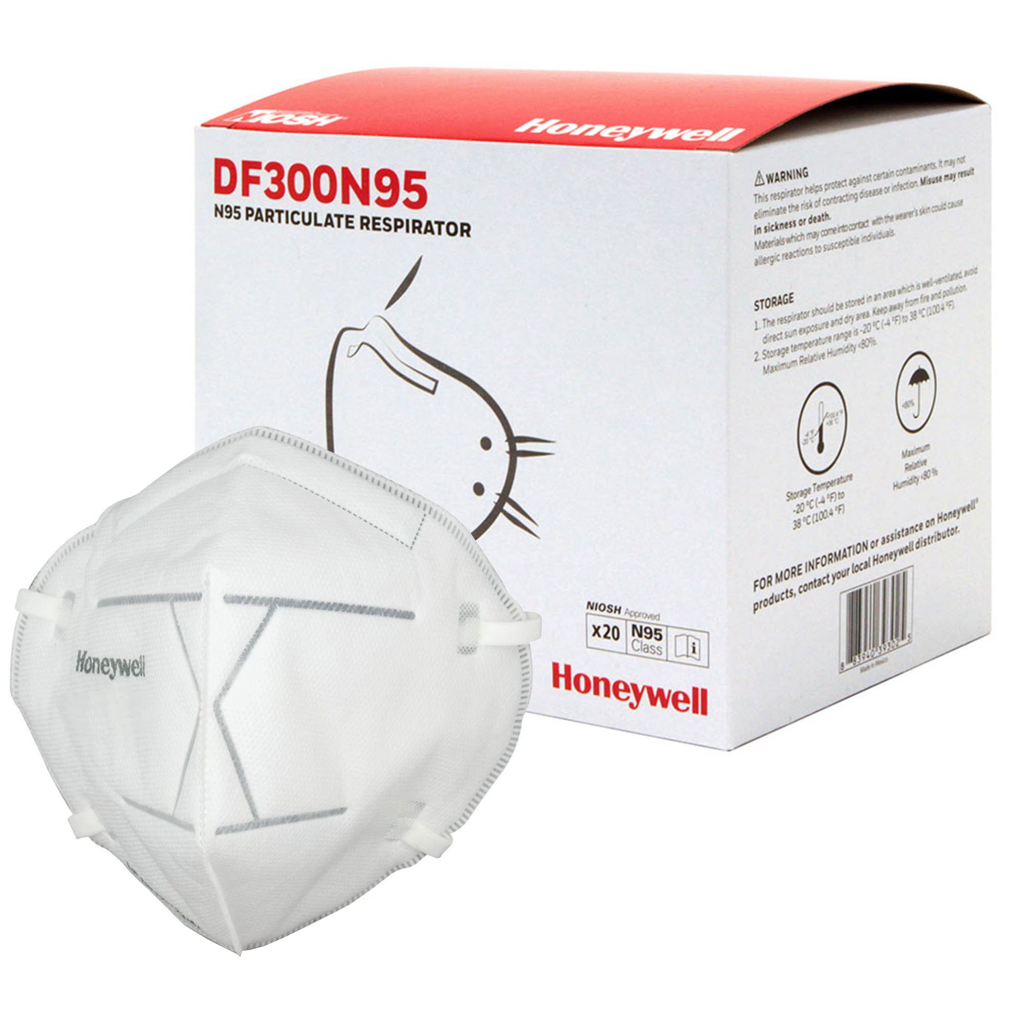 Particulate Respirator Mask Honeywell DF300 Industrial N95 Not Rated Elastic Strap One Size Fits Most MK 1210555