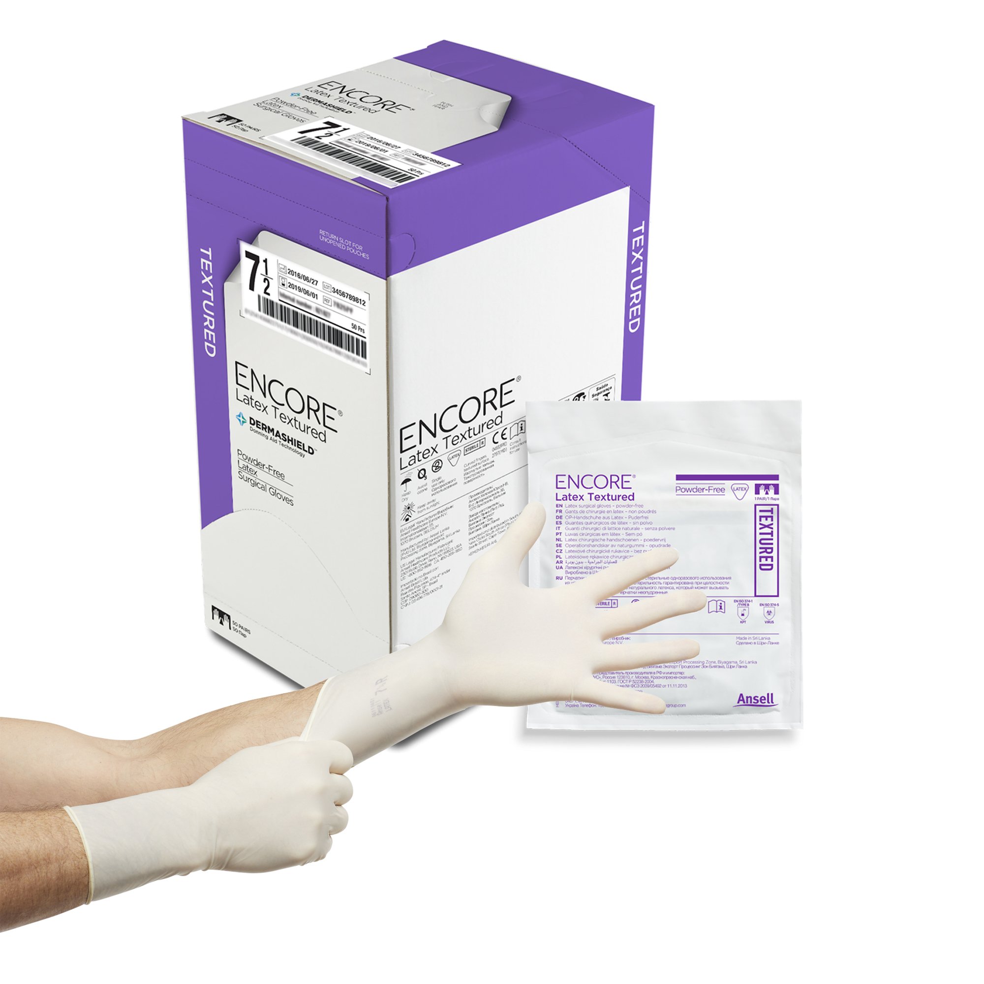 Encore Latex Textured Surgical Glove, Size 7.5, Ivory MK 293296