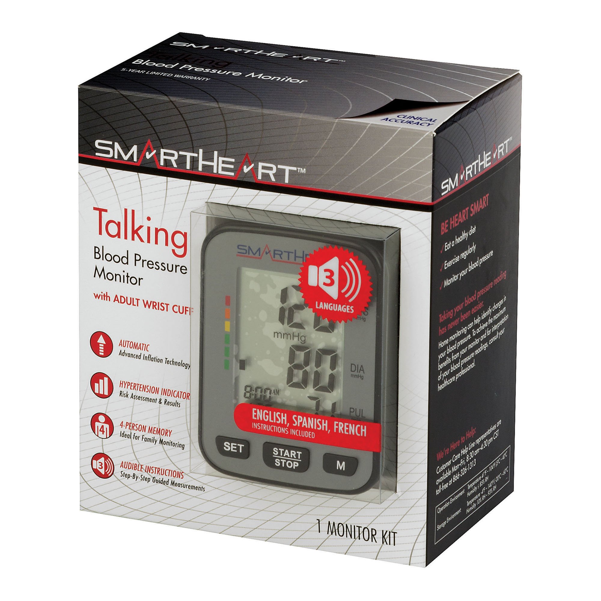 SmartHeart Premium Talking Wrist Blood Pressure Monitor MK 1226067
