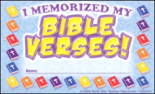 I Memorized My Bible Verses! Incentive Punch Cards