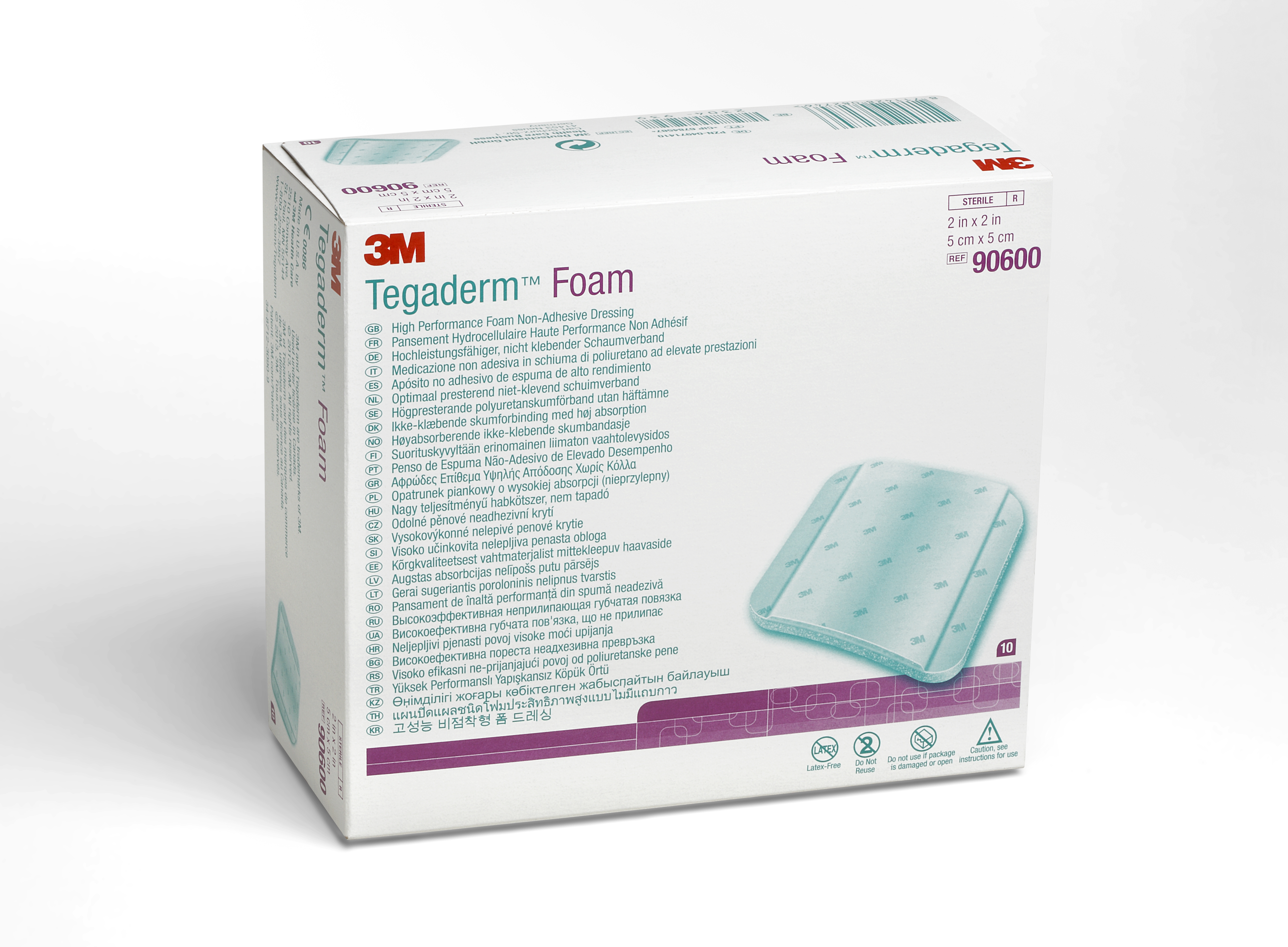 3M Tegaderm High Performance Nonadhesive w/o Border Foam Dressing, 2 x 2 Inch MK 575882