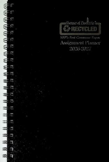 Student Assignment Planner Black Leatherette August 2026  - August 2027