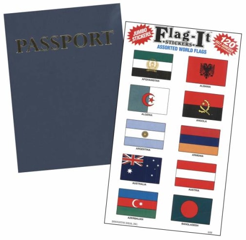Passport Book and World Flag Stickers