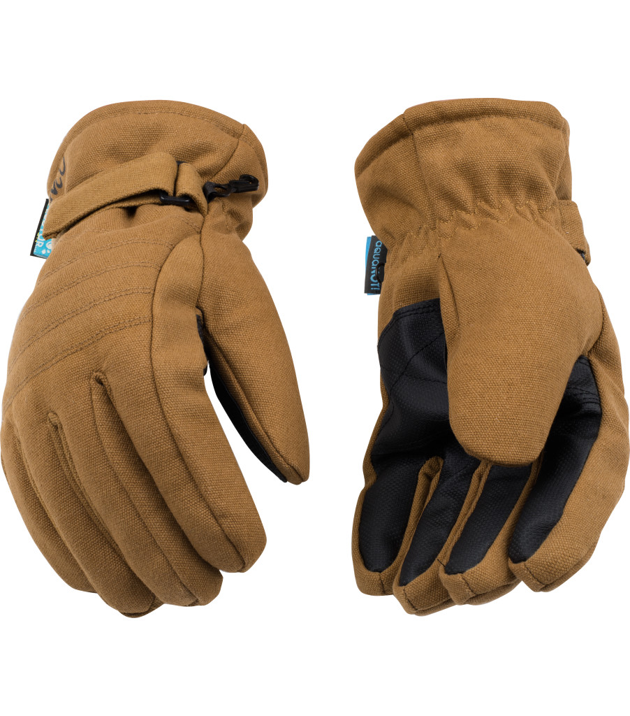 HydroFlector&trade; Lined Waterproof Brown Duck Ski Glove with Pull-Strap, Brown, large image number 2