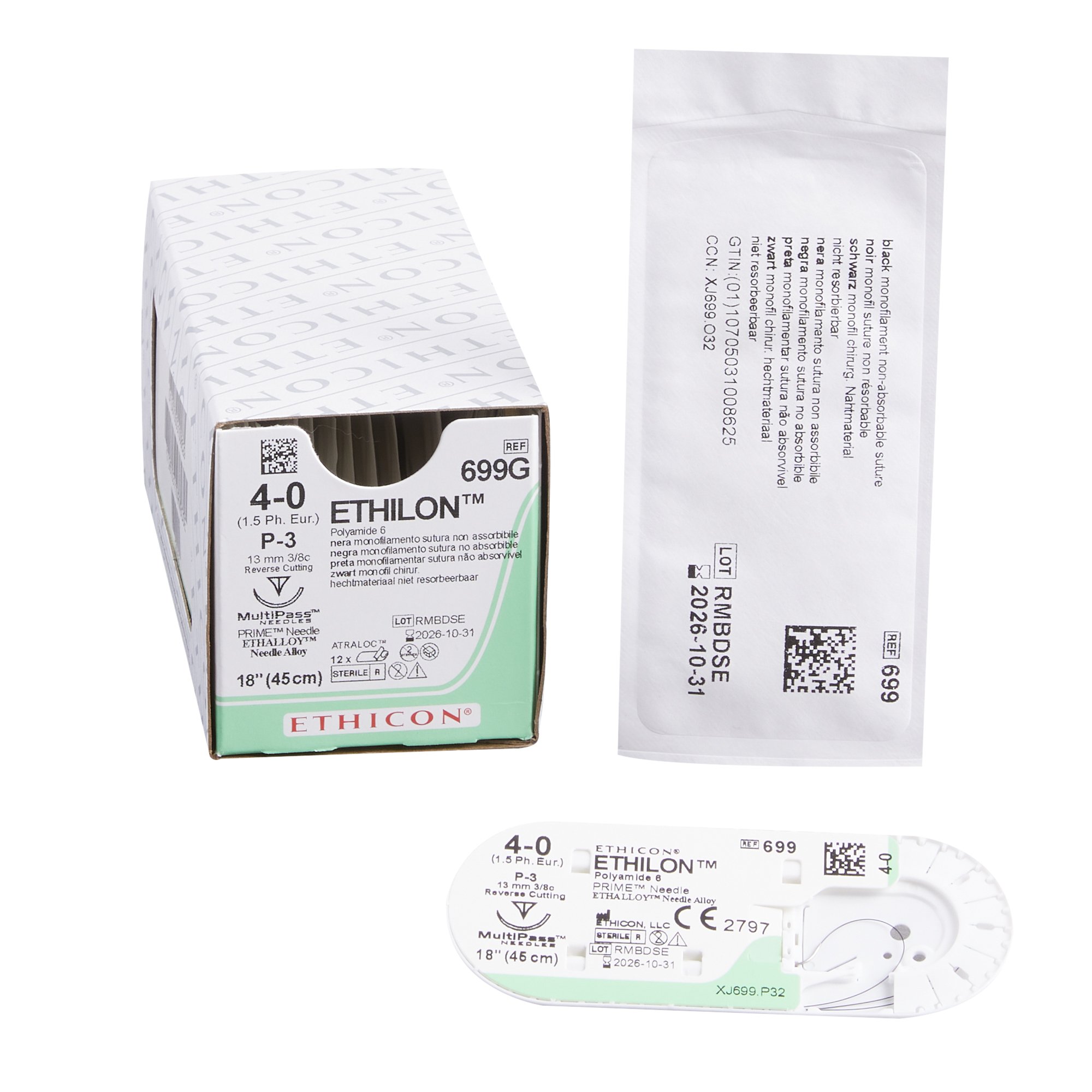 Ethilon Suture with Needle, Size 4-0, 13mm MK 2689