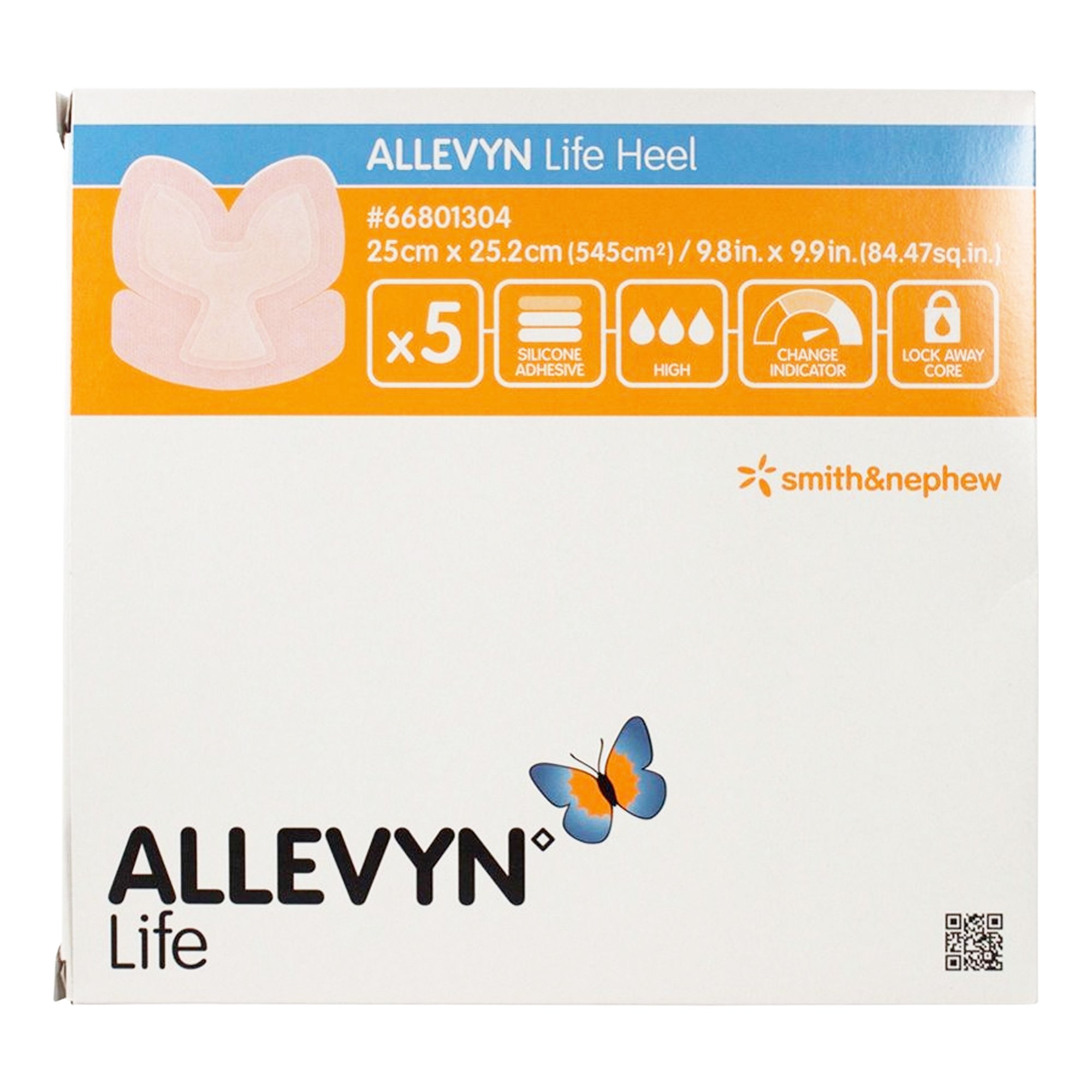 Allevyn Life Heel Silicone Gel Adhesive Foam Dressing, 25 x 25.2 Centimeter MK 863007