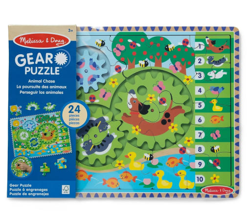 Melissa & Doug Animal Chase iSpy Wooden Gear Puzzle