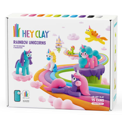 Hey Clay Rainbow Unicorns Air-Dry Modeling Set | Fat Brain Toys