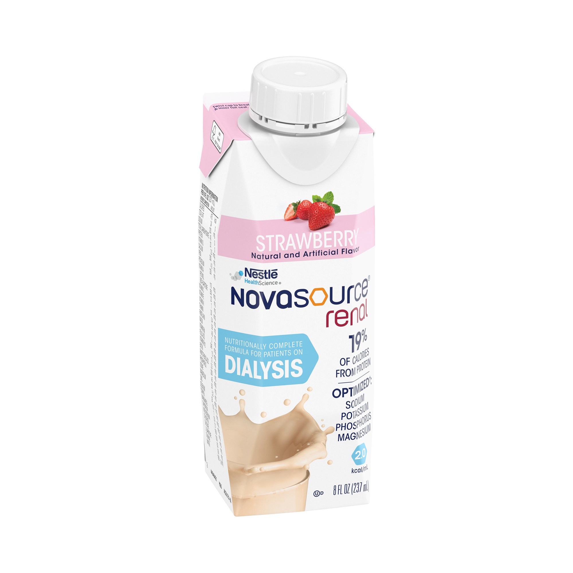 Novasource Renal Strawberry Formula for Patients on Dialysis, 8-ounce Carton MK 1178535