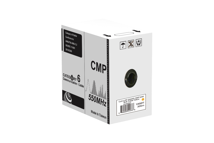 Cat6 Bulk Ethernet Cable, Unshielded, Solid, CMP, REELEX, 1000 ft, 550 Mhz, Yellow