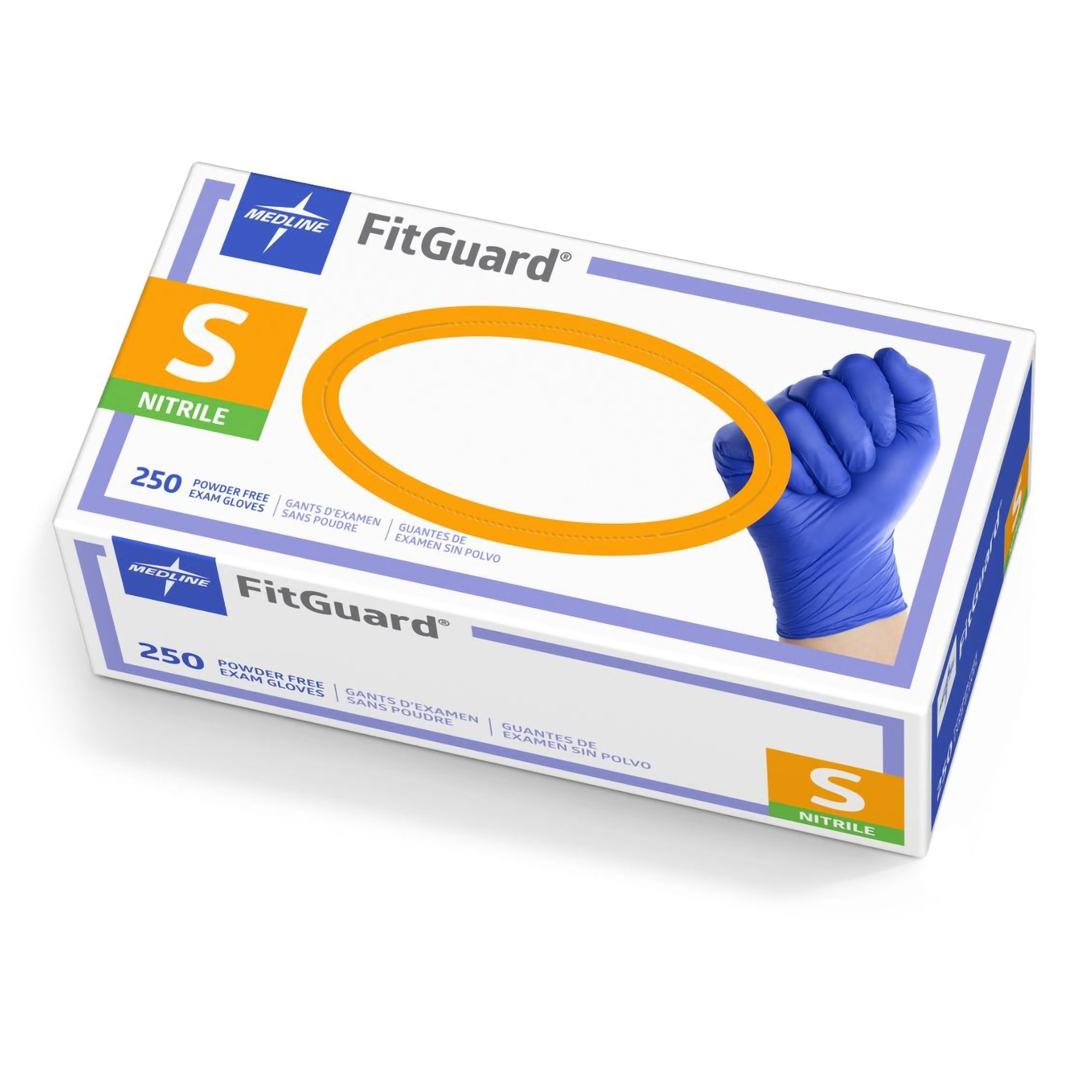 Exam Glove FitGuard Small 250 per Box NonSterile Nitrile Standard Cuff Length Textured Fingertips Dark Blue Chemo Tested MK 1222418