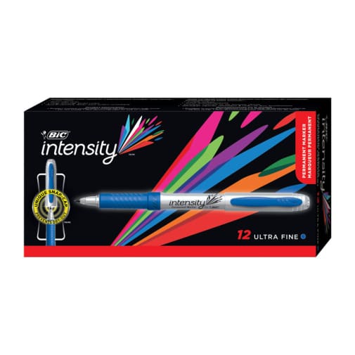 BIC Intensity Permanent Marker - Blue Pocket Style Ultra Fine Point (dozen)