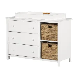 Changing table with removable rim, drawers, and open storage