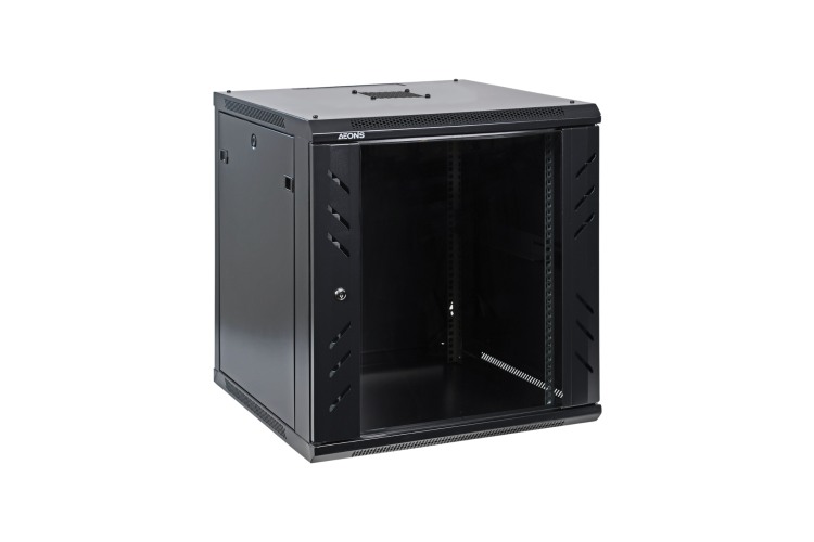 12U 19in Wall-Mount Rack Cabinet, Glass Door 21.4in Depth, Flat Box