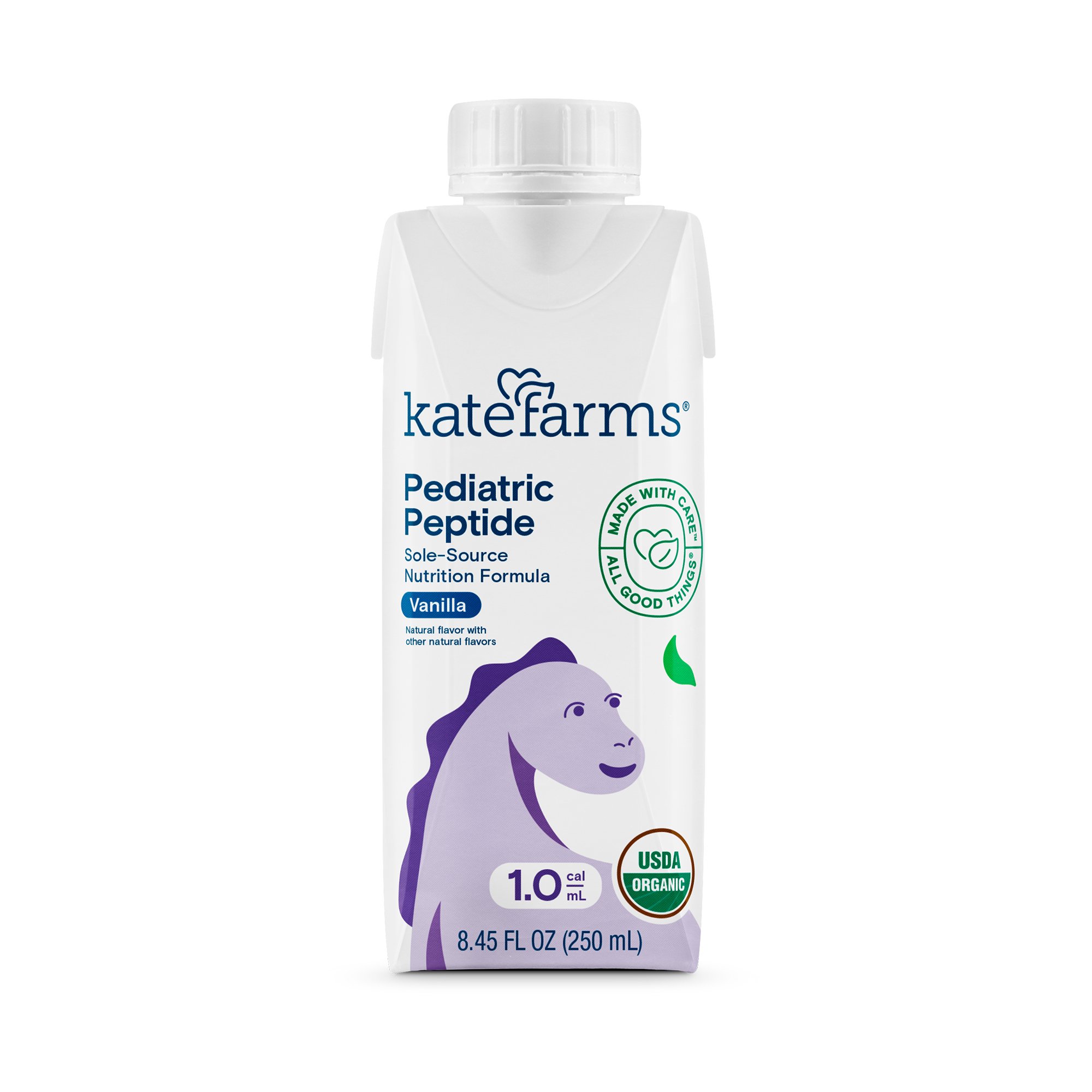 Kate Farms Pediatric Peptide 1.0 Sole-Source Nutrition Formula, Vanilla Flavor, 8.45-ounce carton MK 1170425