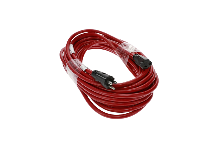 100ft 12/3 SJTW Red Extension Cord, Black Plug
