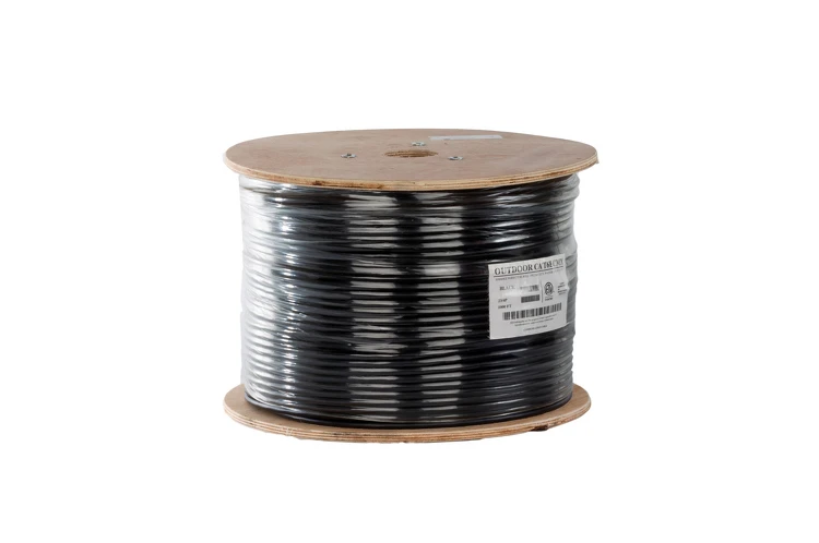 Cat6 Bulk Ethernet Cable, Unshielded, Solid, Outdoor, Spool, 1000 ft, Black