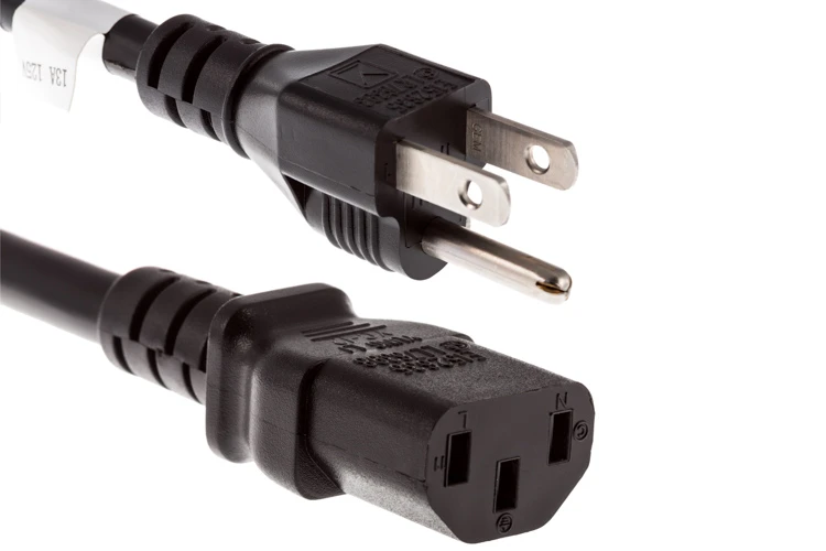 AC Power Cord, 5-15P to C13, 16 AWG, 1ft, Black