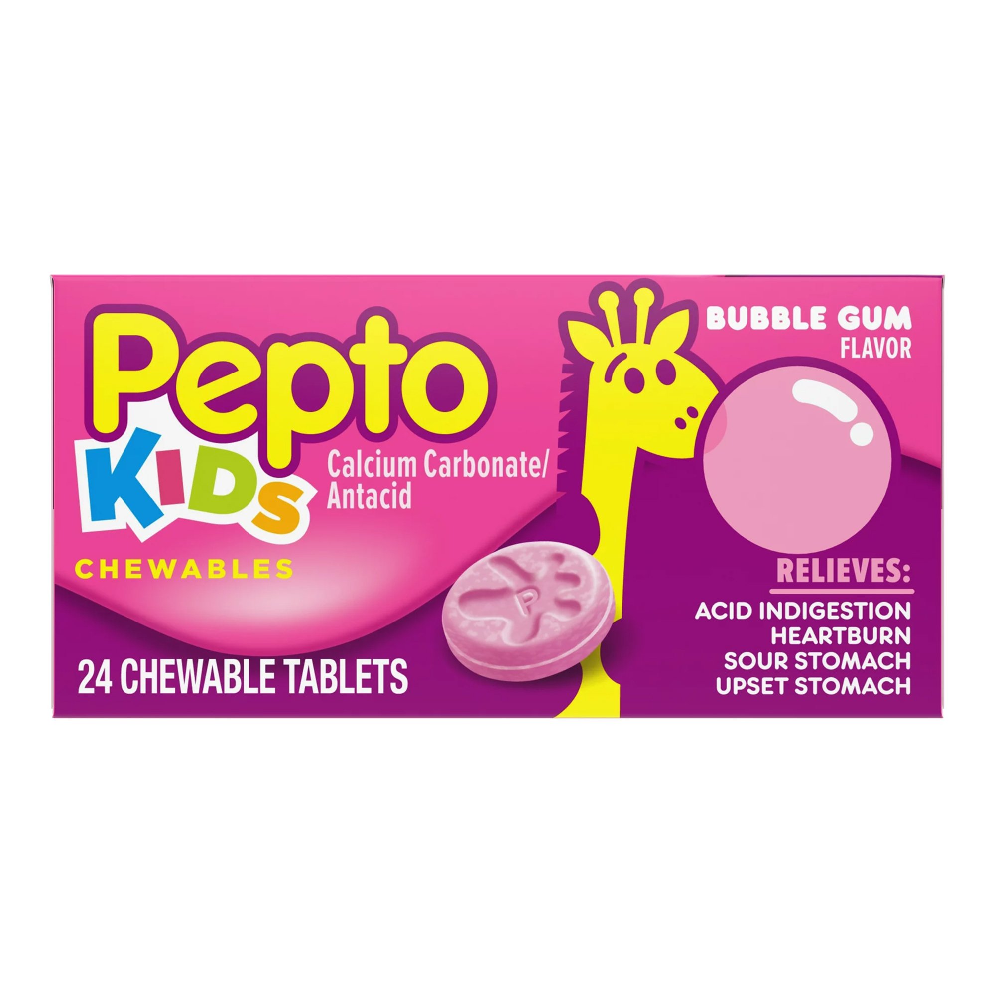Pepto Kids Chewable Tablets Bubble Gum Flavor MK 783574