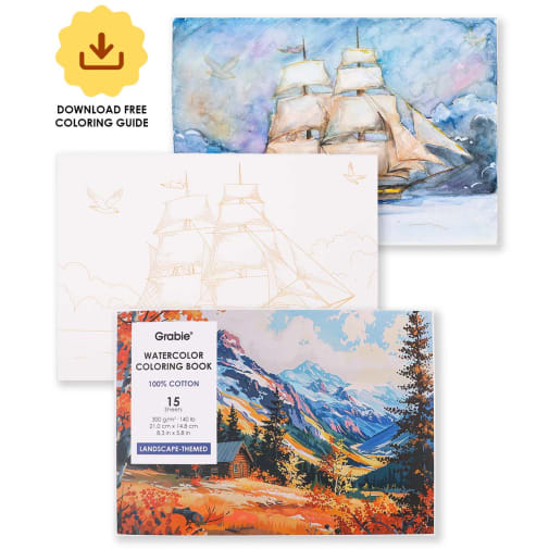 Landscape-Themed Watercolor Coloring Book