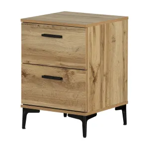 2-Drawer Side Table with Metal Legs