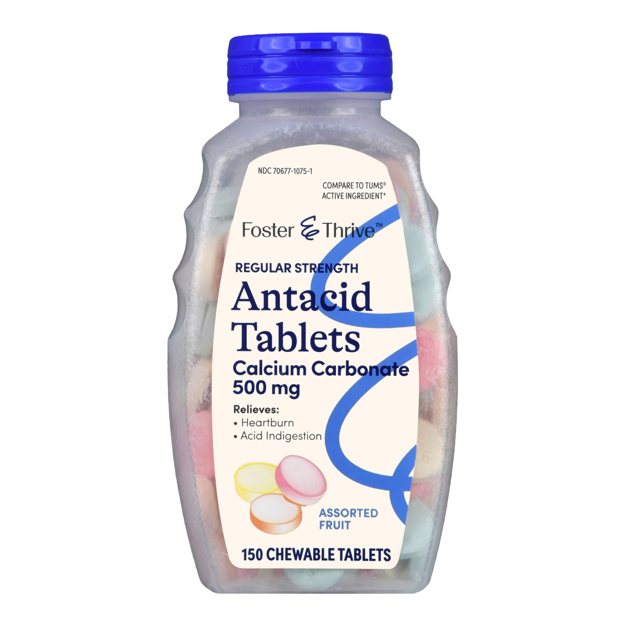 Foster & Thrive Antacid 500mg Calcium Carbonate Chewable Tablets, Fruit Flavor MK 1235100