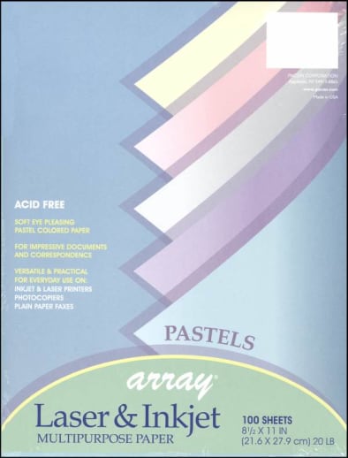 Pastel Acid-Free Paper 20# - 8.5" x 11" (100 Sheets, Assorted Colors)