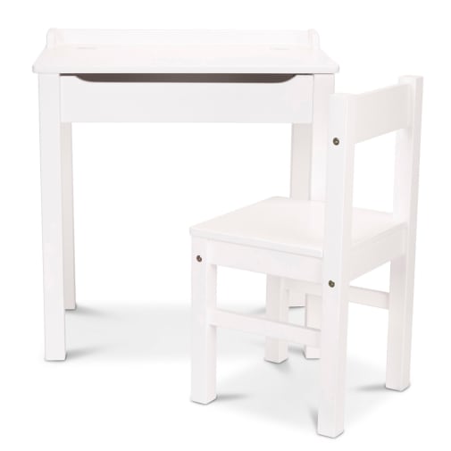 Melissa & Doug Lift-Top Wooden Kid's Desk and Chair - White