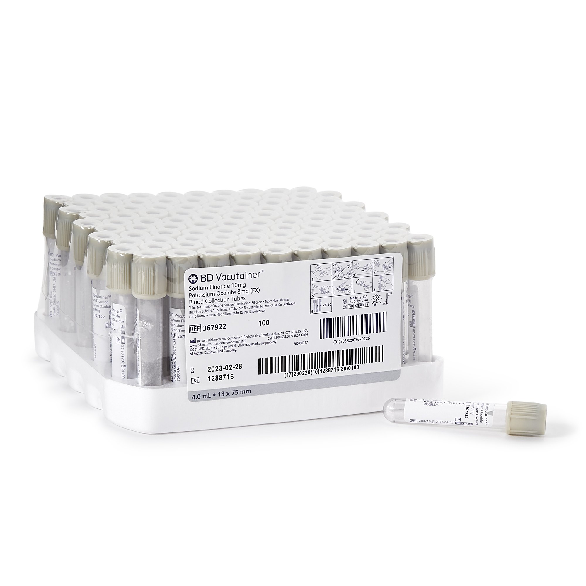 BD Vacutainer Venous Blood Collection Tube Sodium Fluoride / Potassium Oxalate Additive 4 mL BD Hemogard Closure Plastic Tube MK 320512