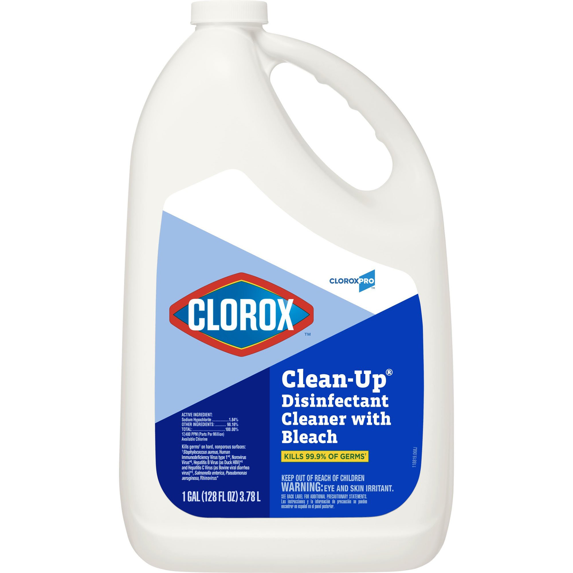 Clorox Pro Clorox Clean-Up Disinfectant Cleaner with Bleach, Jug, 1 gal. MK 898752