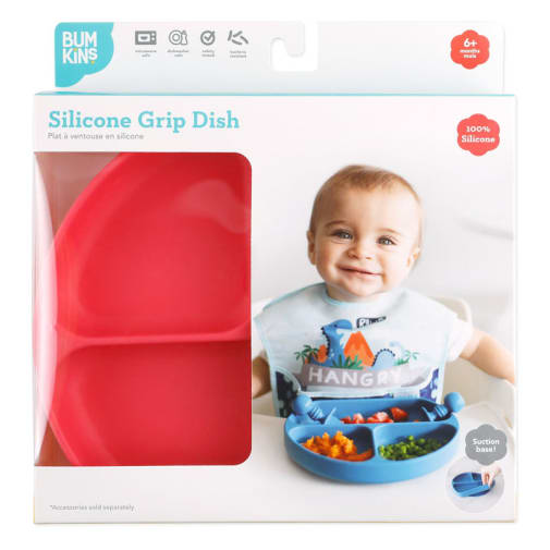 Silicone Divided Grip Dish - Red