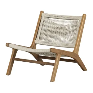 Teak Wood and Woven Rope Lounge Chair