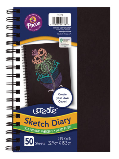 uCreate Create Your Own Sketch Diary Black Cover (9" x 6")