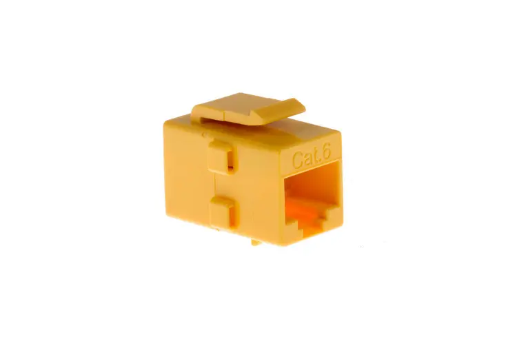 Cat6 RJ45 Inline Coupler Type Keystone Jack, Yellow Cat6 RJ45 Inline Coupler Type Keystone Jack, Yellow