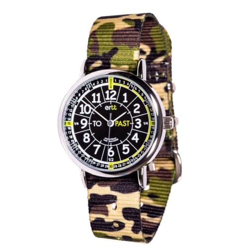 EasyRead Time Teacher Past & To Camo Watch - Black/Green Face, Green Camo Strap