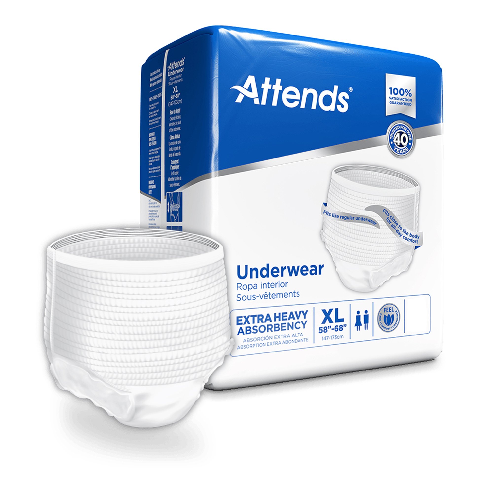 Attends Care Adult Absorbent Underwear, Heavy Absorbency, X-Large, White MK 1028713