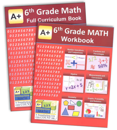 A+ Interactive Math 6th Grade Full Curriculum Textbook & Workbook Bundle