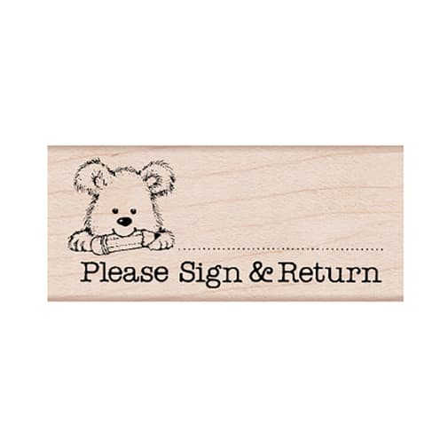 Please Sign & Return Pup Woodblock Stamp