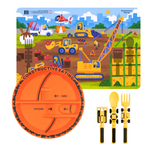 Construction Utensil Set, Plate, and Placemat (Constructive Eating)
