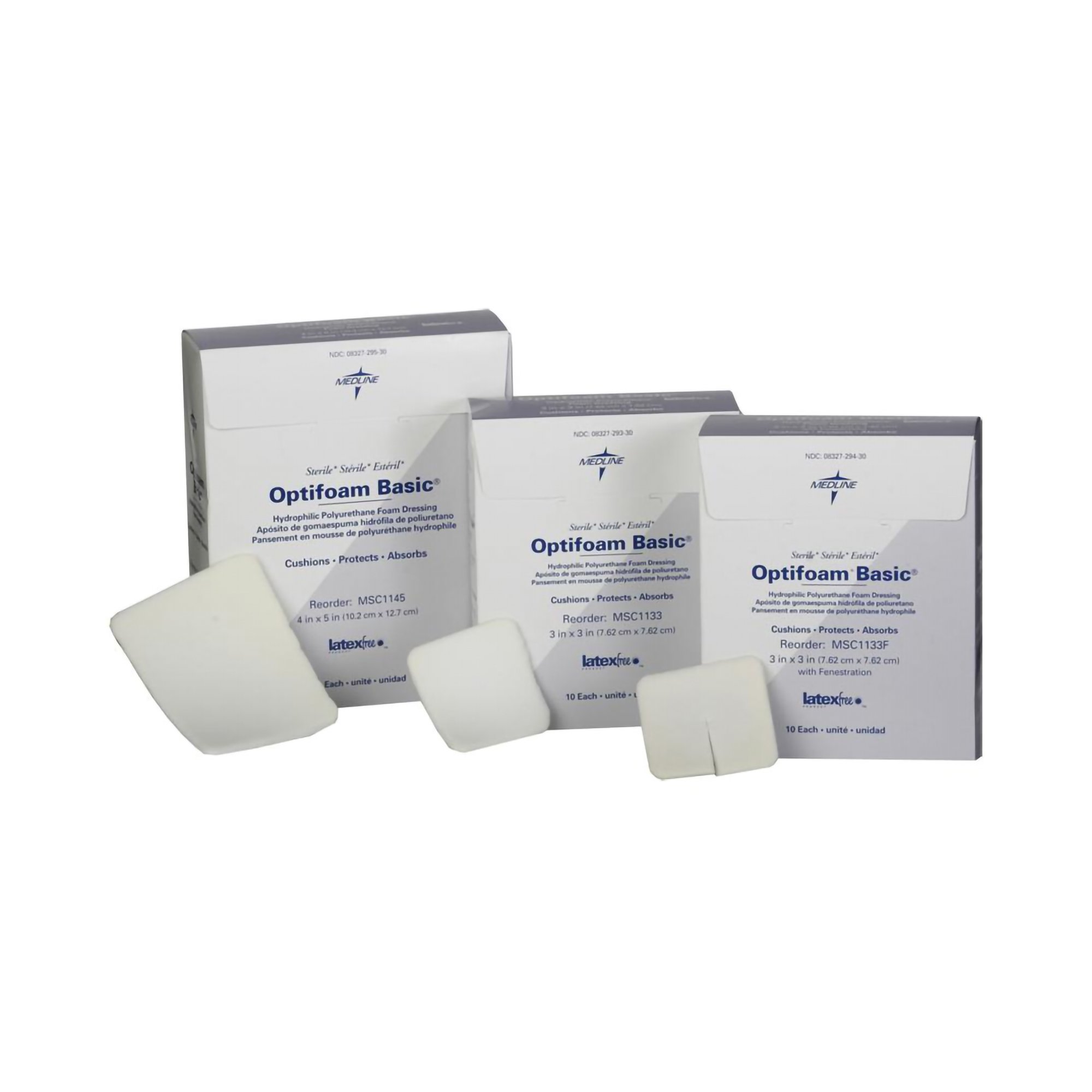 Optifoam Basic Nonadhesive without Border Foam Dressing, 3 x 3 Inch MK 736837