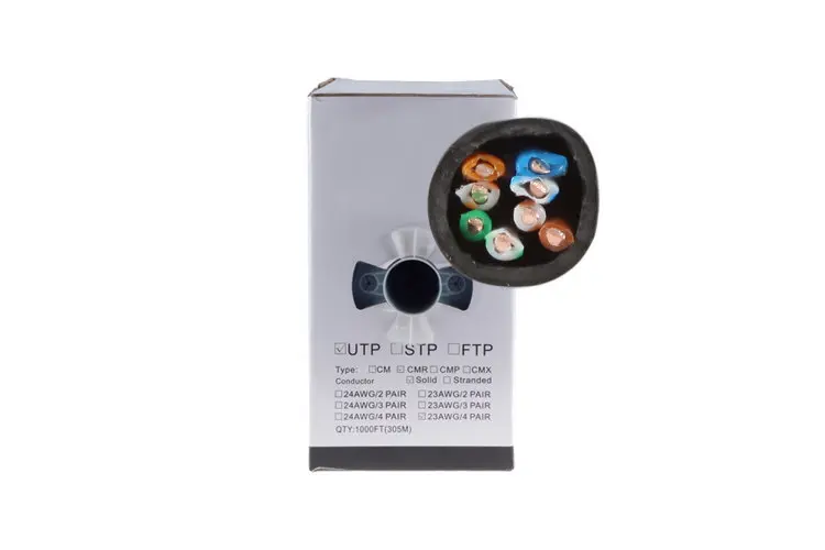 Cat5e Bulk Ethernet Cable, Unshielded, Solid, CMP, Pull Box, 1000 ft, 350 Mhz, Black