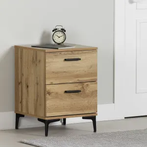 2-Drawer Nightstand with Metal Legs