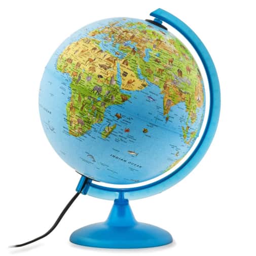 10" Safari Explorer Animals Illuminated Globe (Blue Physical Earth)