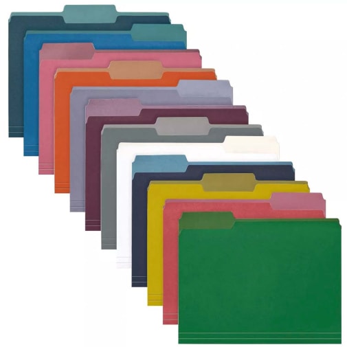 File Folders - Two-Tone Color (1/3 Cut Tabs) 12 Pack