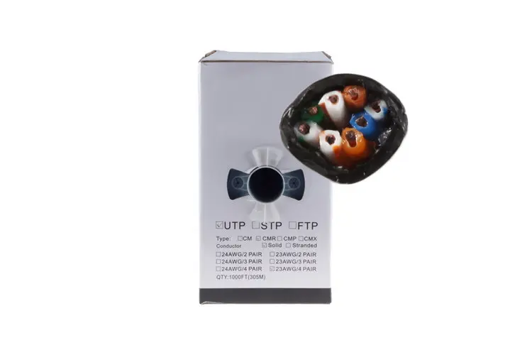 Cat5e Bulk Ethernet Cable, Unshielded, Solid, Outdoor, Spool, 1000 ft, Black