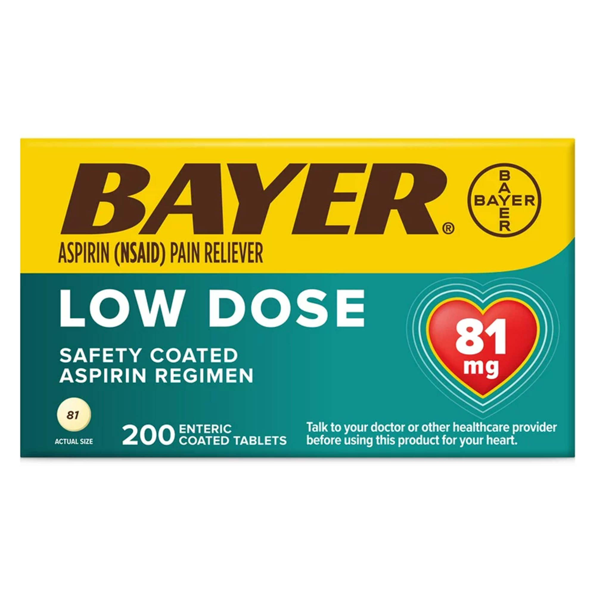 Bayer Low Dose Safety Coated Aspirin 81 mg Tablets MK 1229967