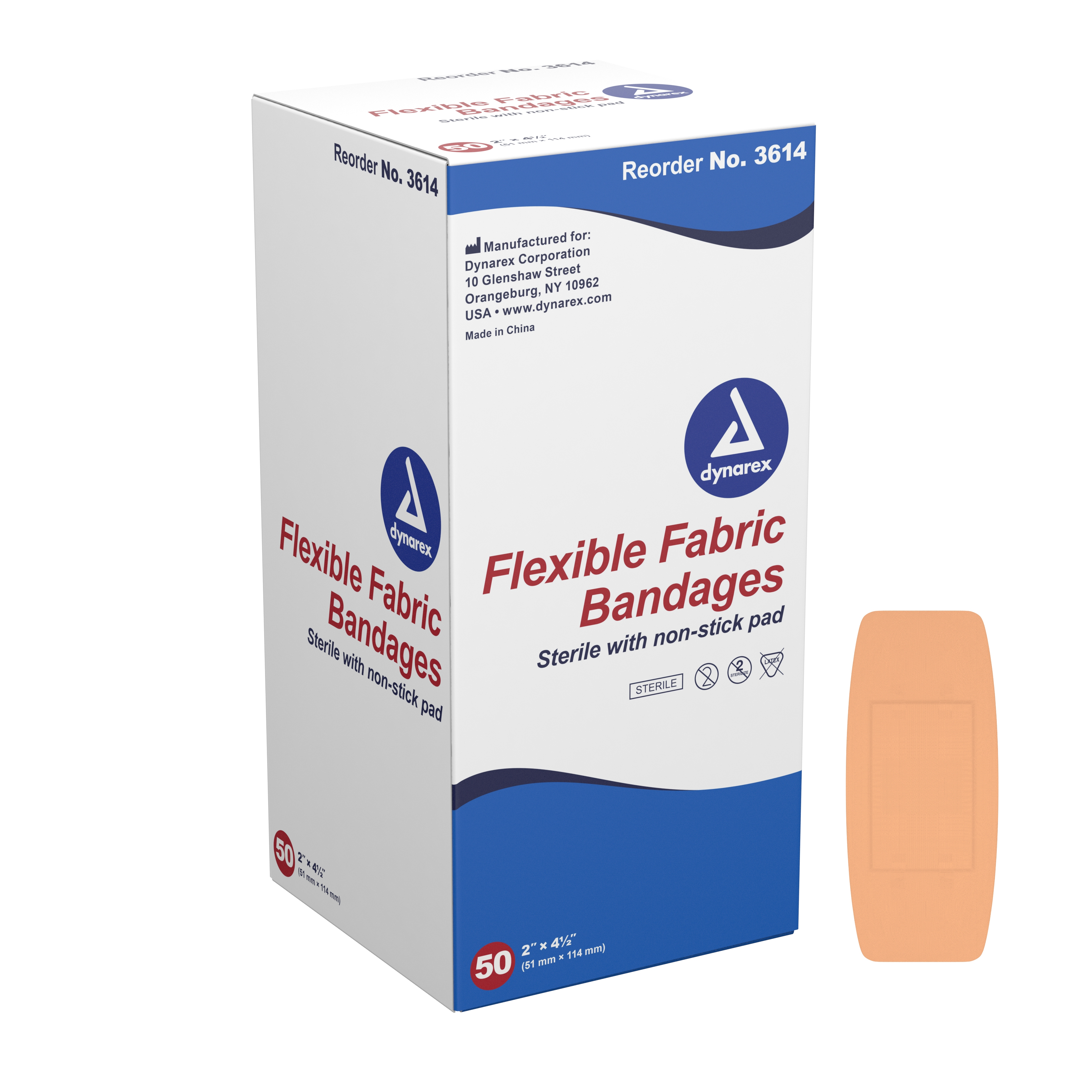 dynarex Tan Adhesive Strip, 2 x 4 Inch MK DYN-3614